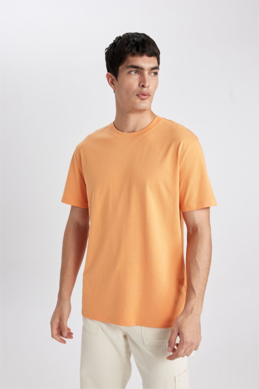 رجالي برتقالي فاتح New Regular Fit Short Sleeve T-Shirt