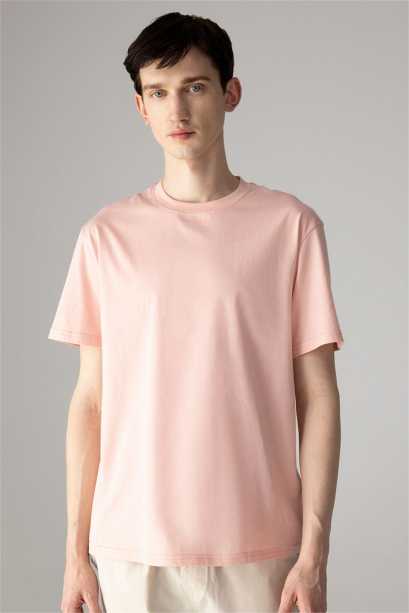 MAN Pink New Regular Fit Crew Neck Basic Cotton T-Shirt