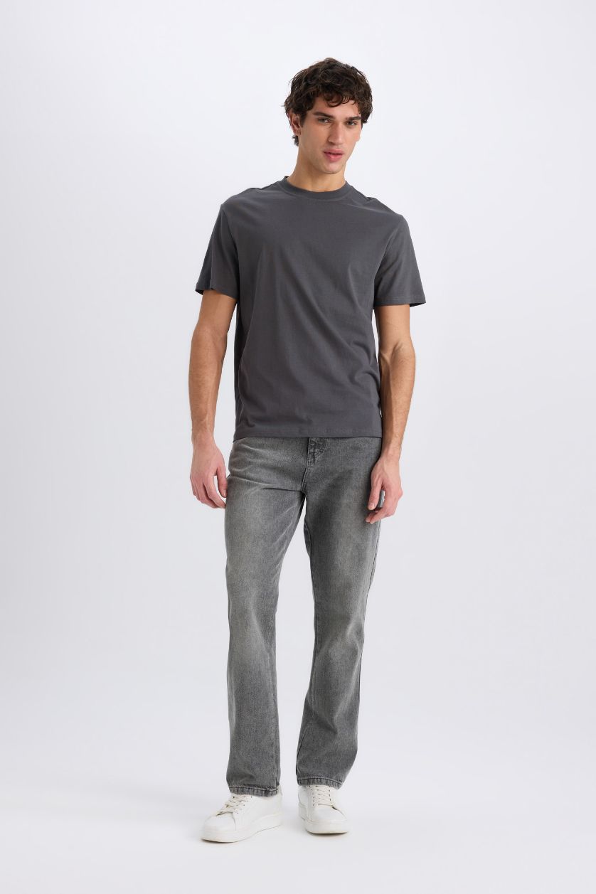 MAN Anthracite New Regular Fit Crew Neck Basic T-Shirt