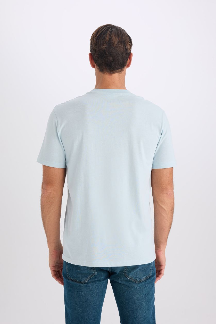 Erkek Açık Mavi %100 Pamuk Basic Tişört