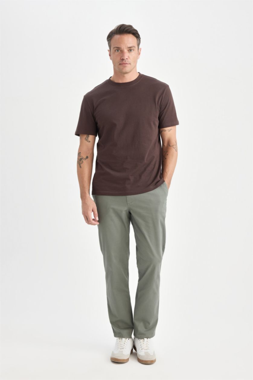 Erkek Kahve %100 Pamuk Basic Tişört