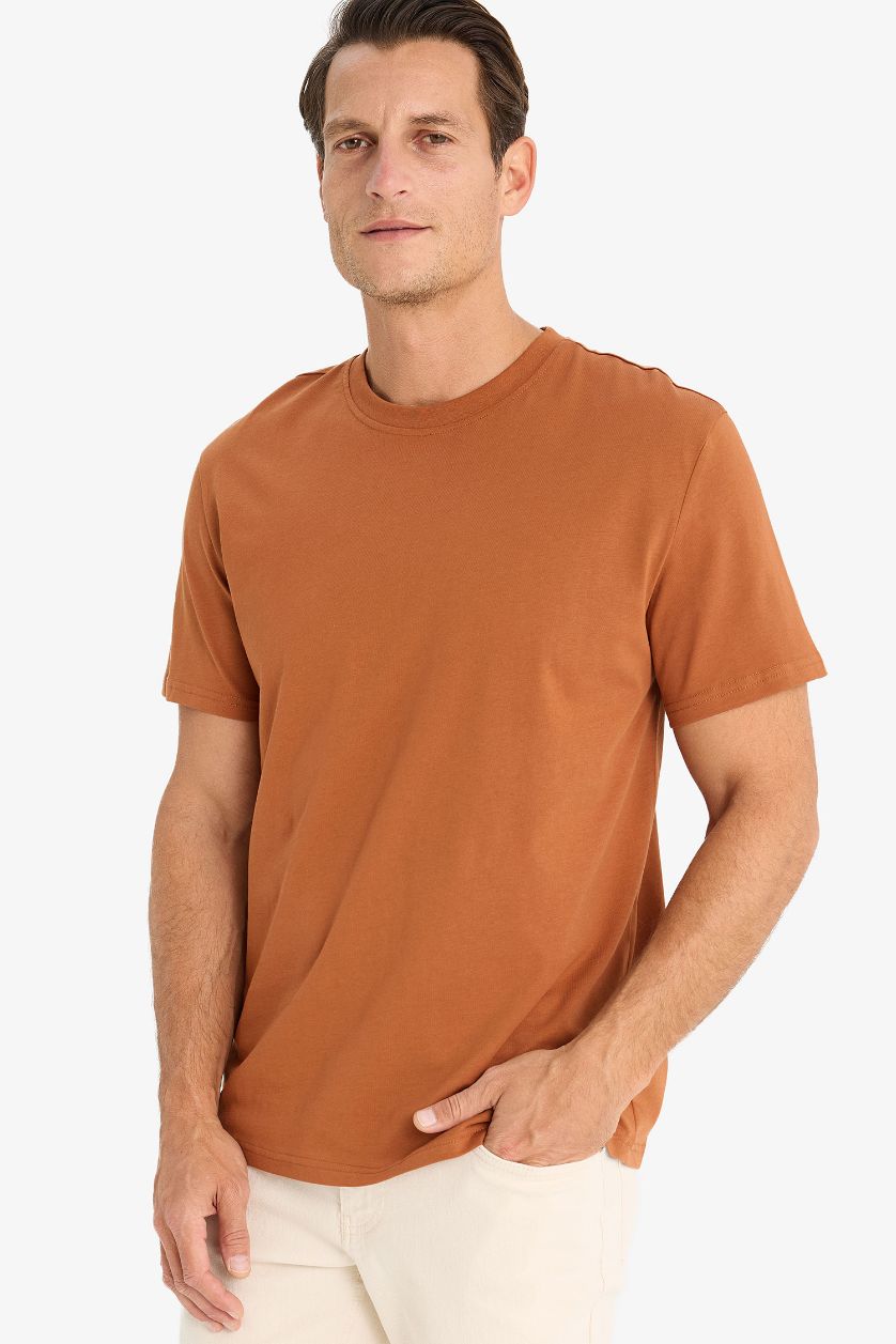 MAN Cinnamon New Regular Fit Crew Neck Basic T-Shirt