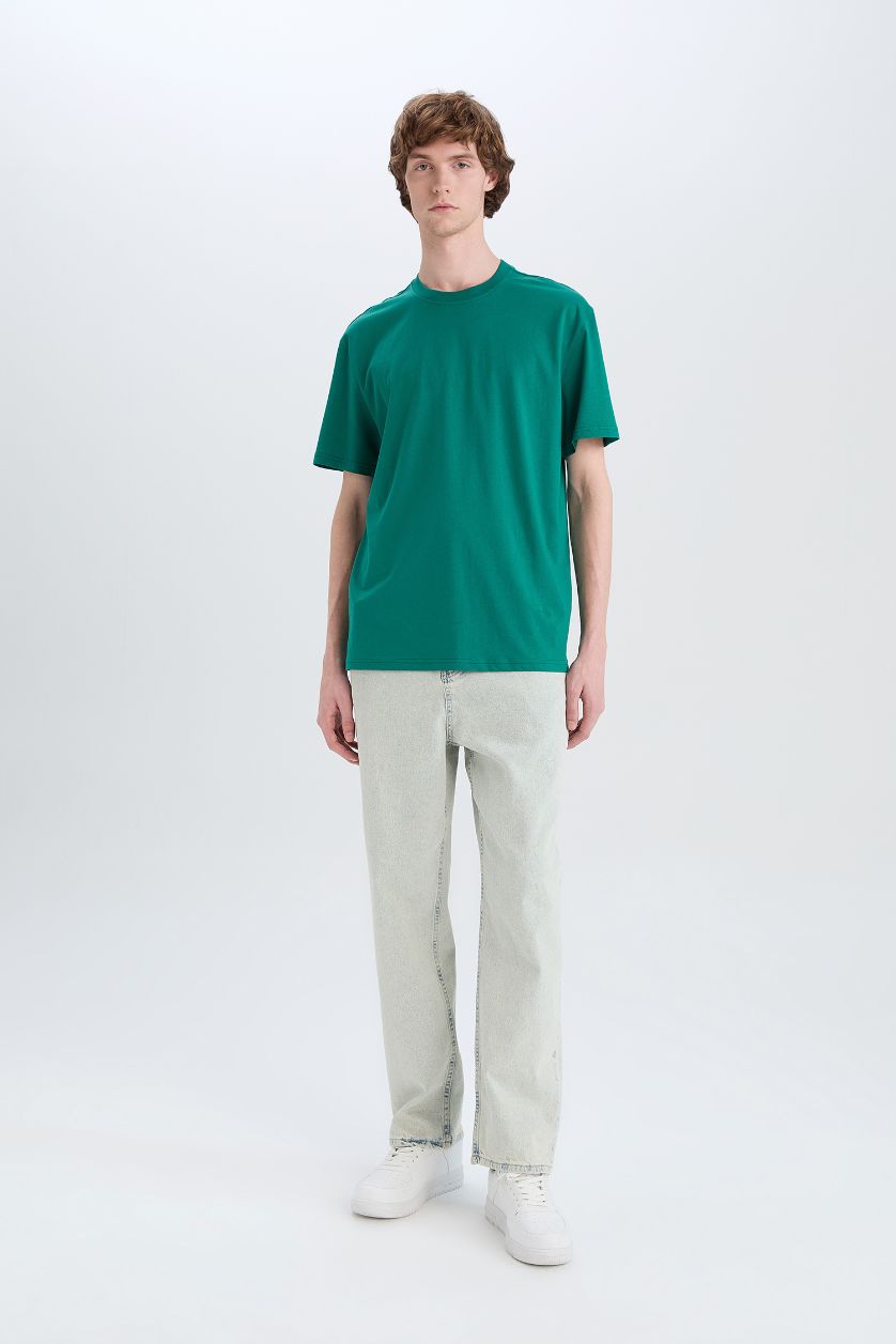 MAN Green New Regular Fit Crew Neck Basic T-Shirt