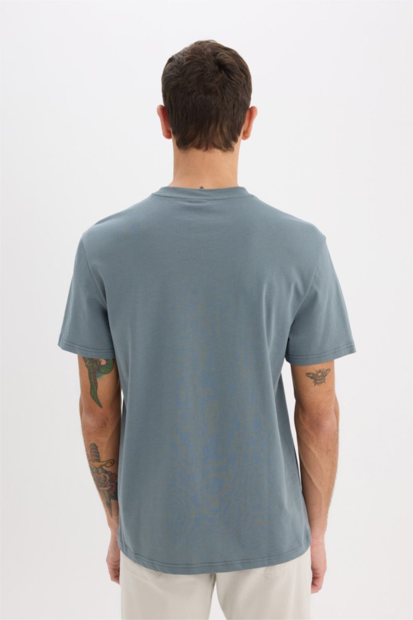 MAN Grey New Regular Fit Crew Neck Basic T-Shirt