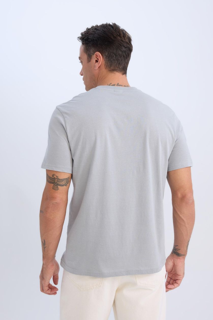 MAN Light Grey New Regular Fit Crew Neck Basic Short Sleeve T-Shirt