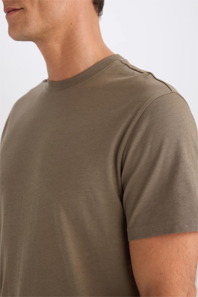 MAN Khaki New Regular Fit Crew Neck Basic Short Sleeve T-Shirt