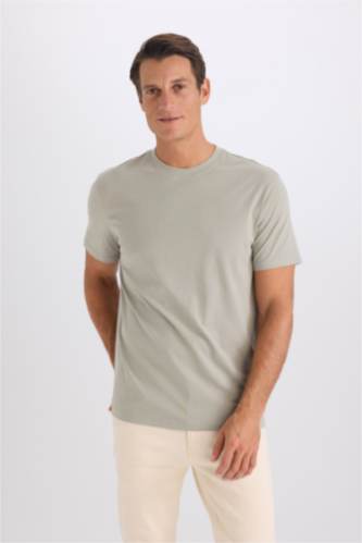 MAN Light Khaki New Regular Fit Crew Neck Basic Short Sleeve T-Shirt