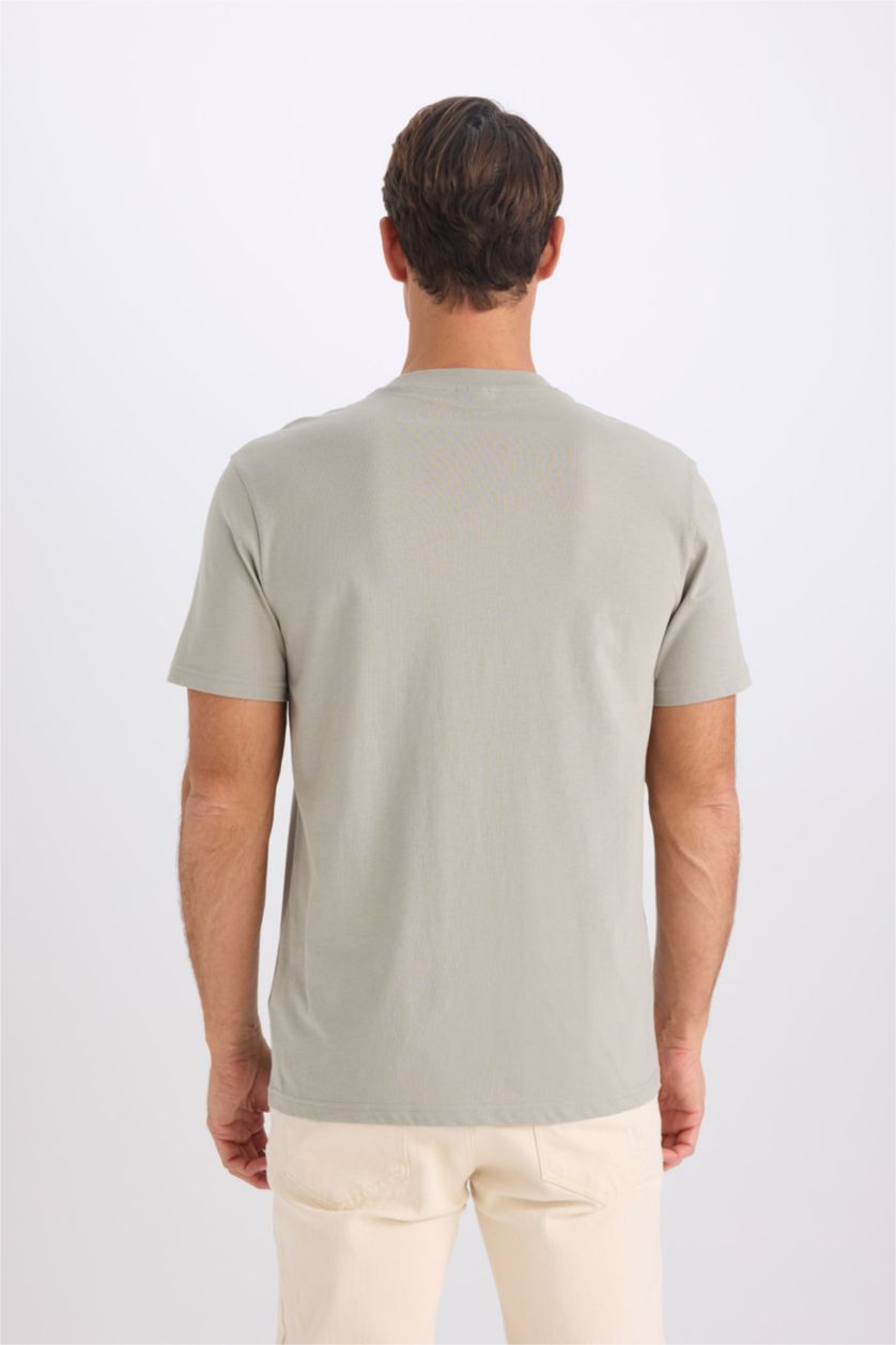 MAN Light Khaki New Regular Fit Crew Neck Basic Short Sleeve T-Shirt