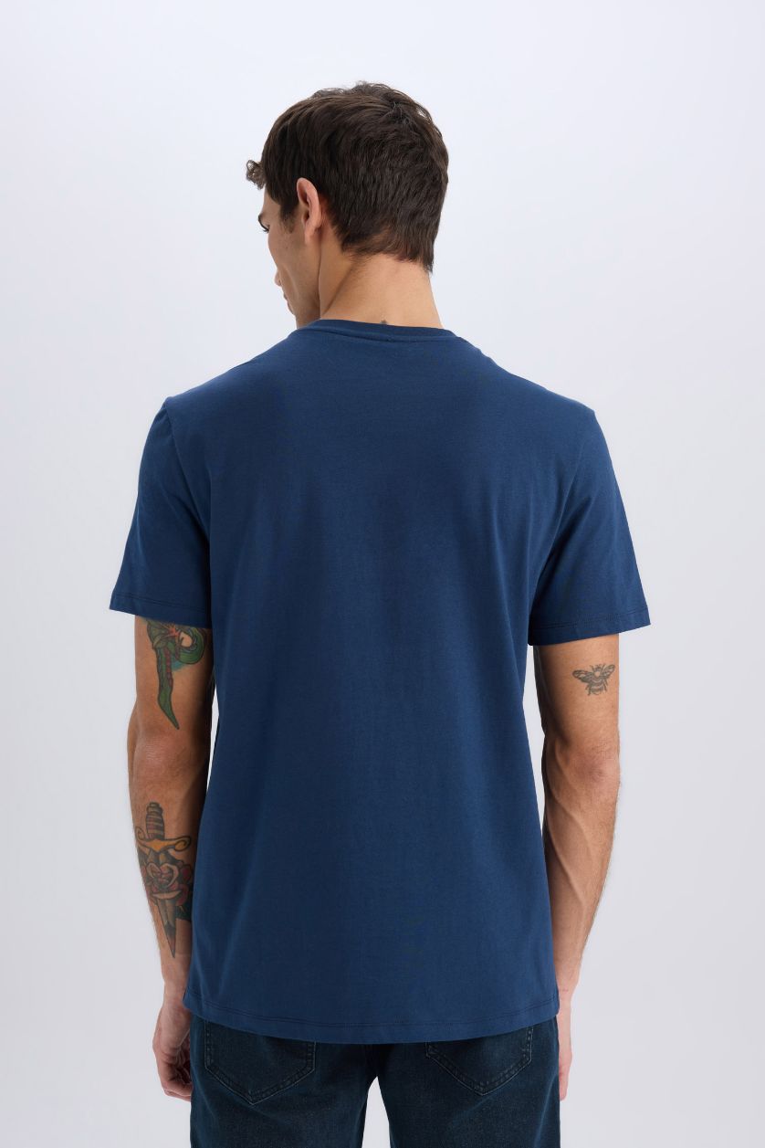 Erkek Lacivert %100 Pamuk Basic Tişört