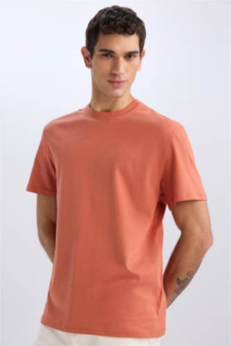 MAN Orange New Regular Fit Crew Neck Basic T-Shirt