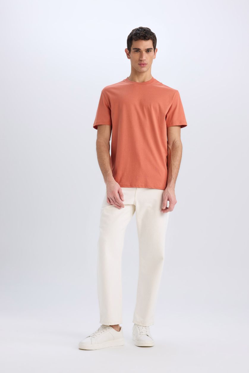 MAN Orange New Regular Fit Crew Neck Basic T-Shirt