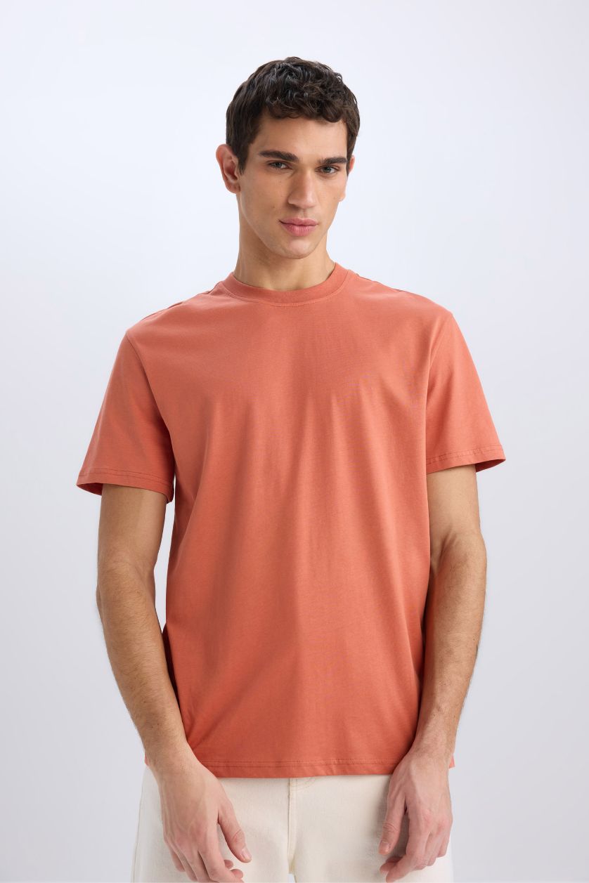 MAN Orange New Regular Fit Crew Neck Basic T-Shirt
