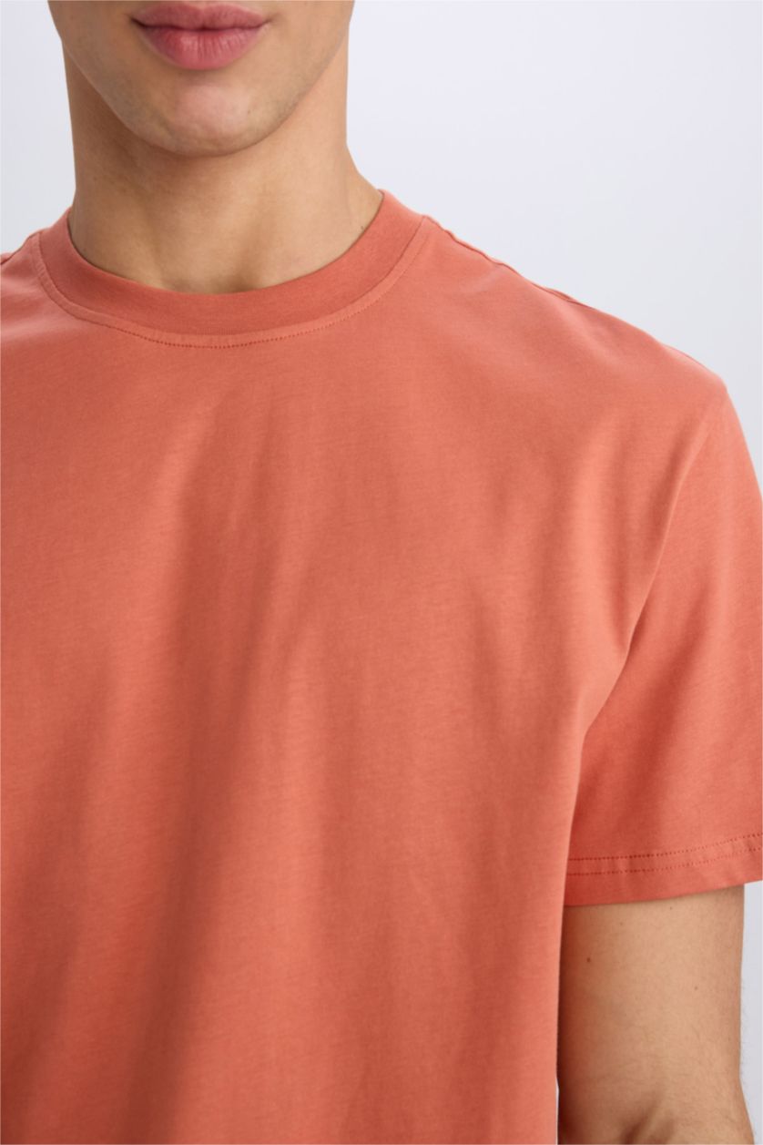 MAN Orange New Regular Fit Crew Neck Basic T-Shirt