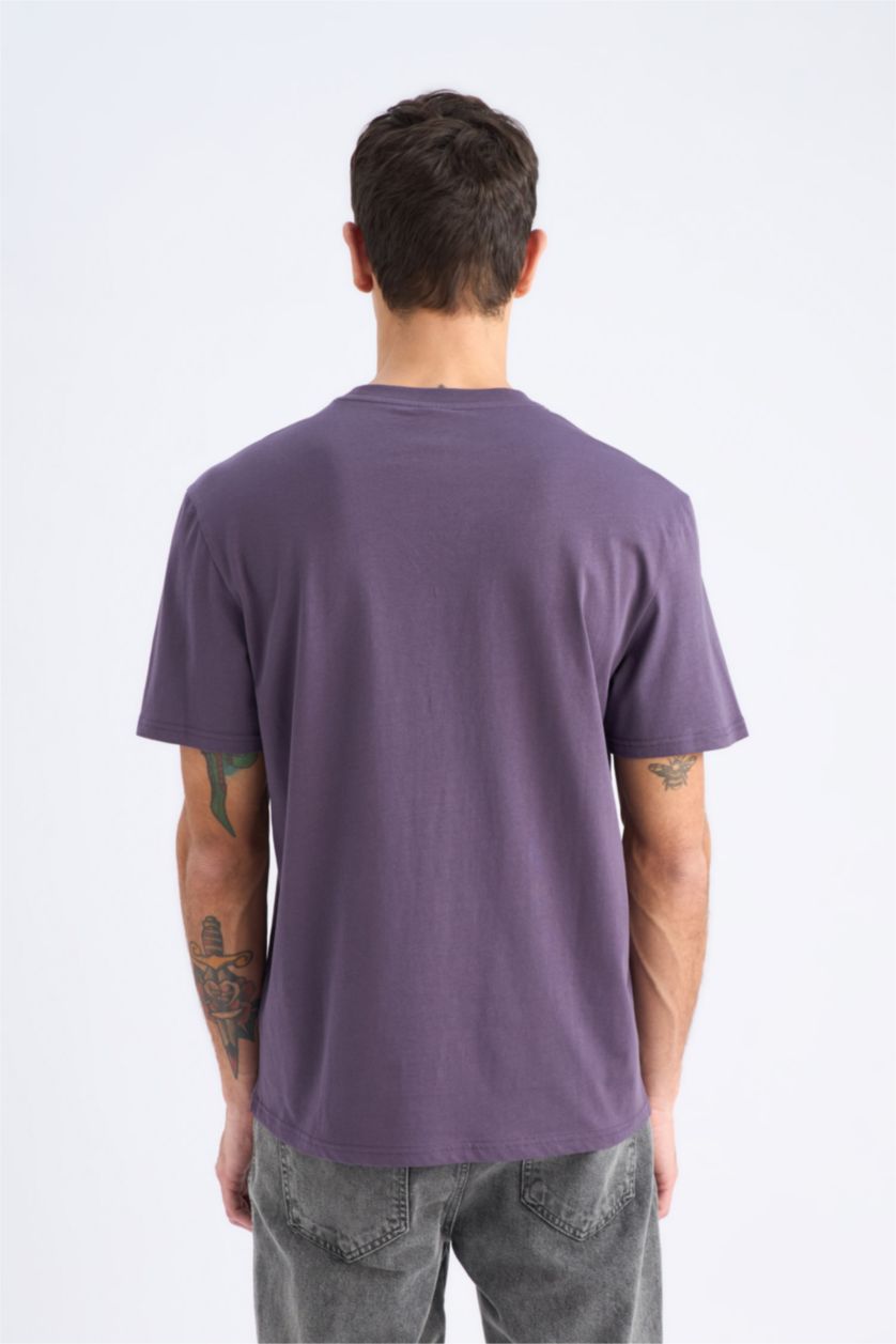 MAN Dark Purple New Regular Fit Crew Neck Basic Short Sleeve T-Shirt