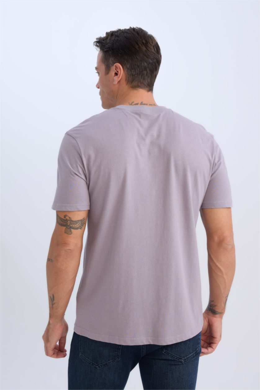 Ерлер Ашық Күлгін дөңгелек жаға Қысқа жеңді футболка