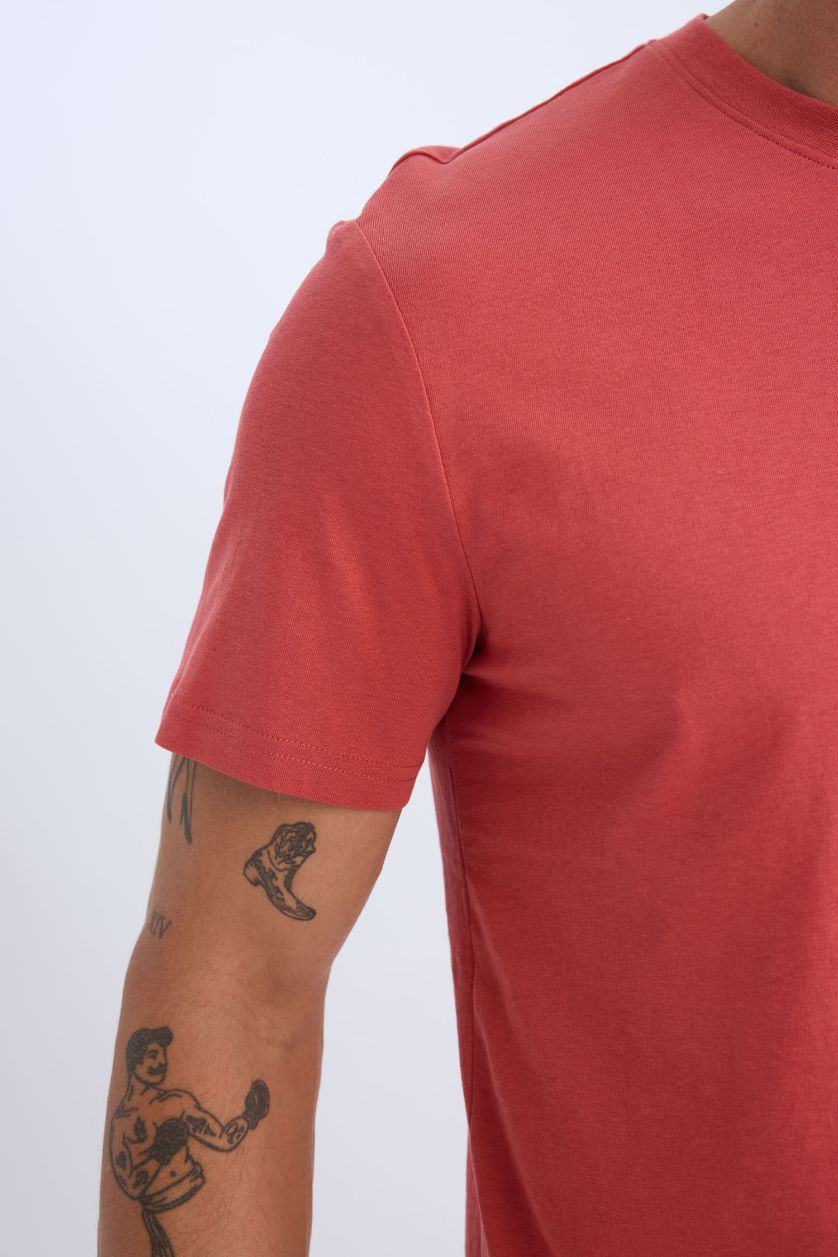 MAN Red New Regular Fit Crew Neck Basic Short Sleeve T-Shirt
