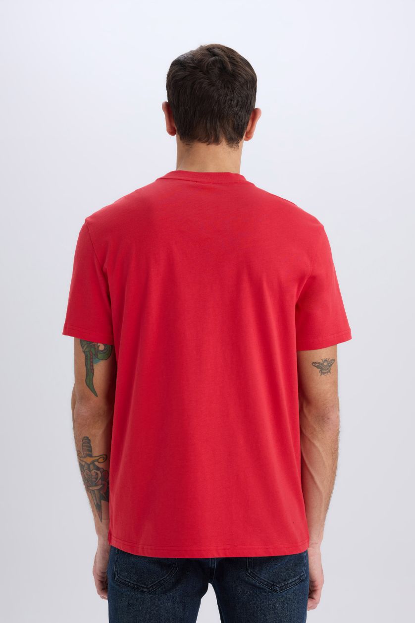 HOMME Rouge T-shirt basique à col rond 100% coton pour garçon