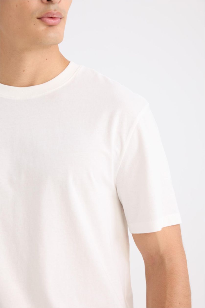 Erkek Kırık Beyaz NEW REGULAR FIT %100 Pamuk Basic Tişört