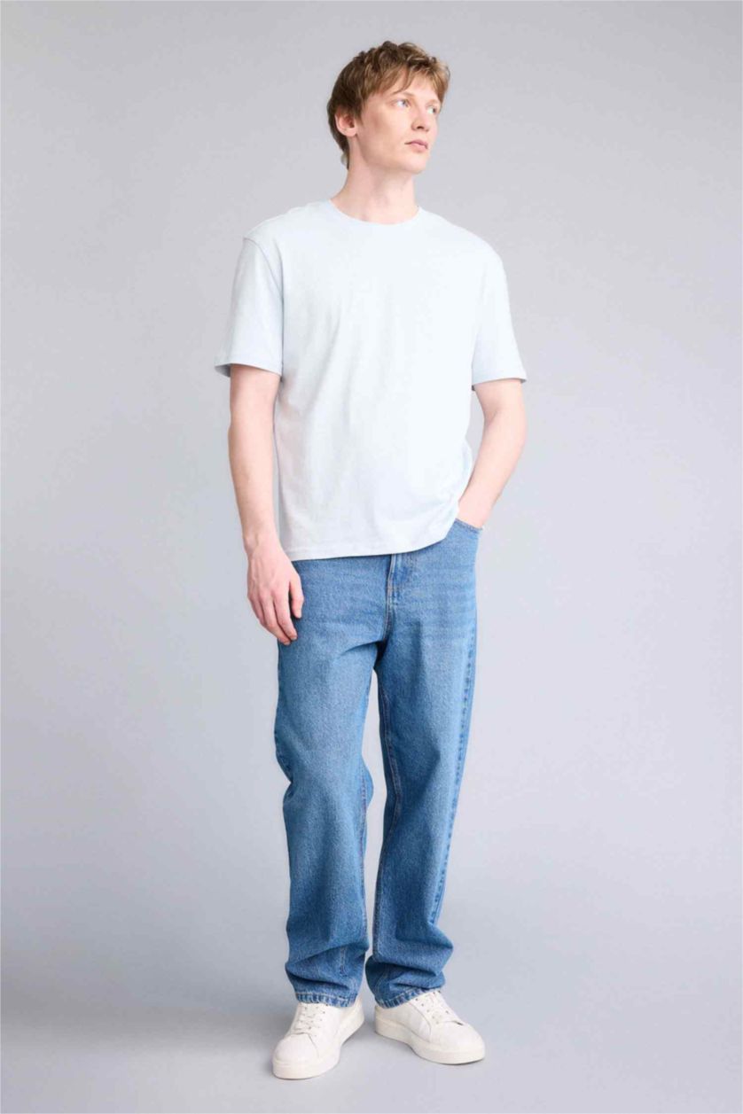 Erkek Açık Mavi New Regular Fıt Kısa Kollu Tişört