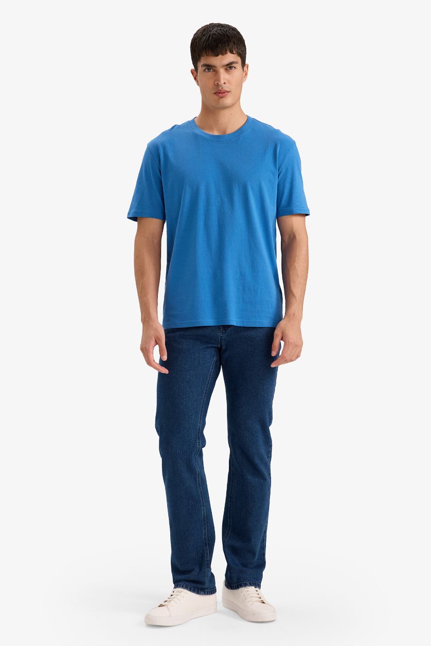 MAN Blue Regular Fit Crew Neck Short Sleeve T-shirt