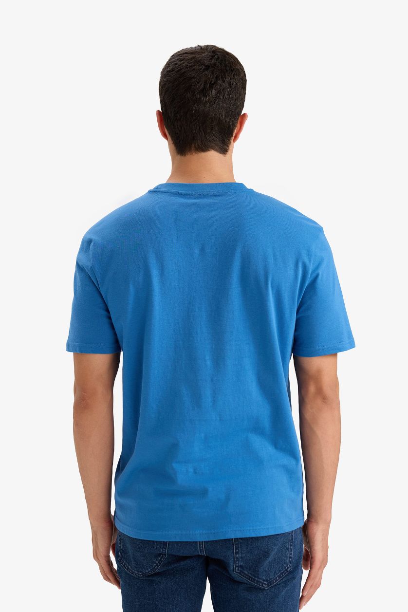MAN Blue Regular Fit Crew Neck Short Sleeve T-shirt