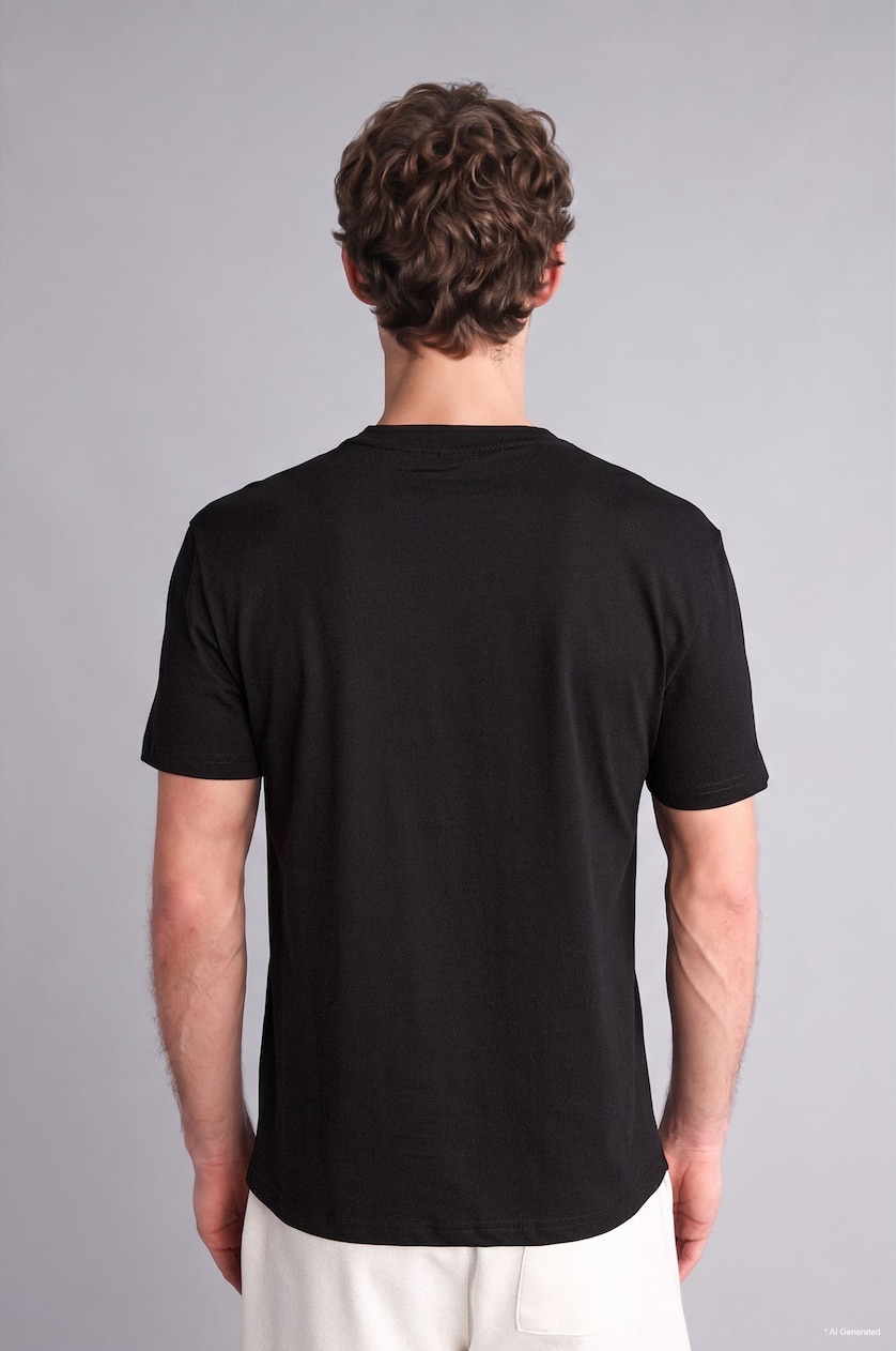 Erkek Siyah %100 Pamuk NEW REGULAR FIT Basic Tişört