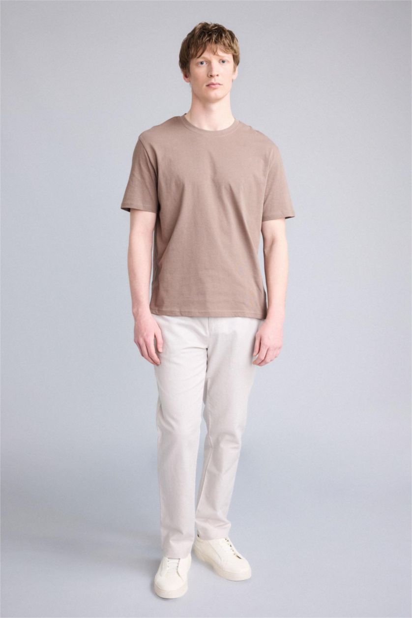 Erkek Açık Kahve New Regular Fıt Kısa Kollu Tişört