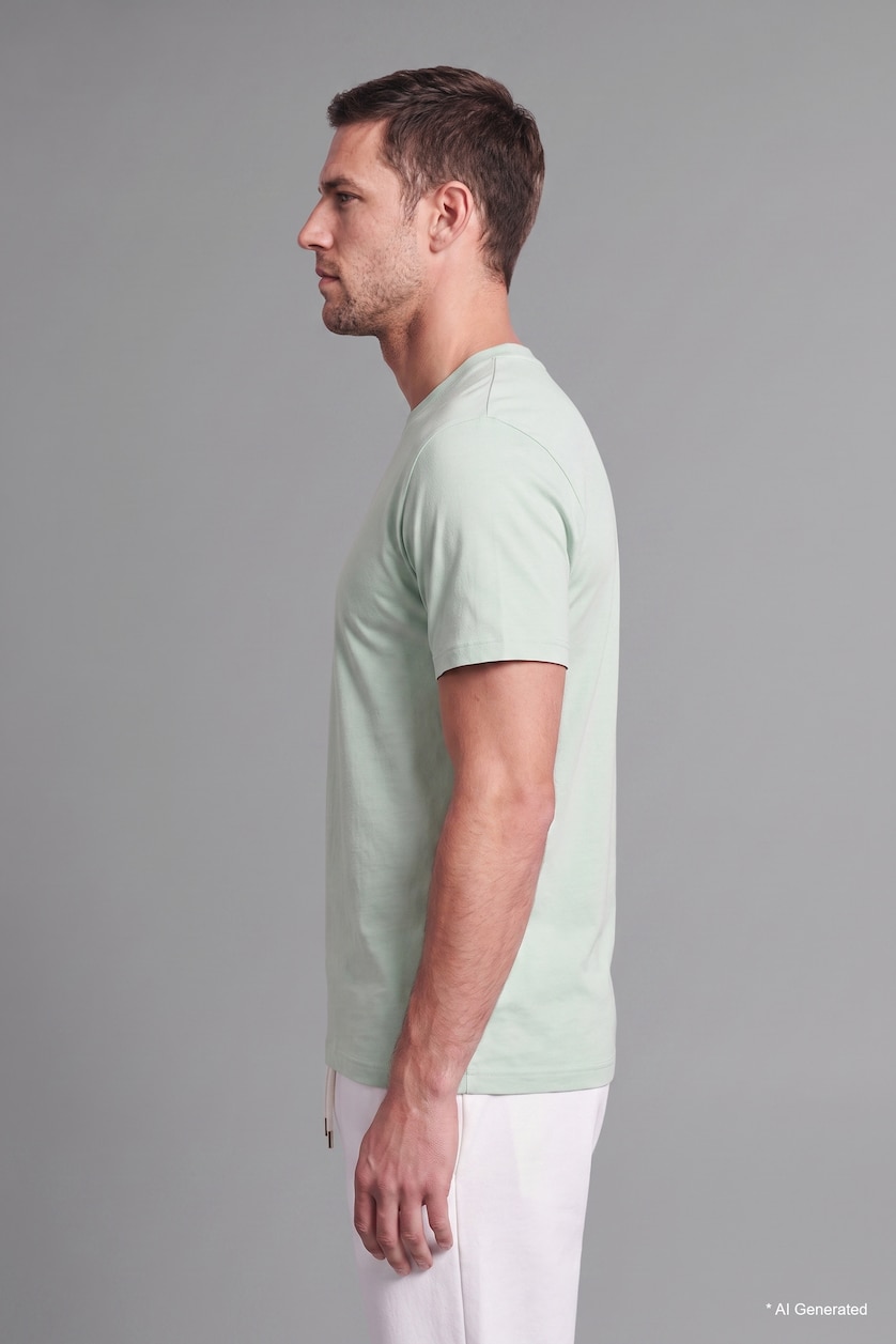 Erkek Mint %100 Pamuk Regular Fit Kısa Kollu Tişört