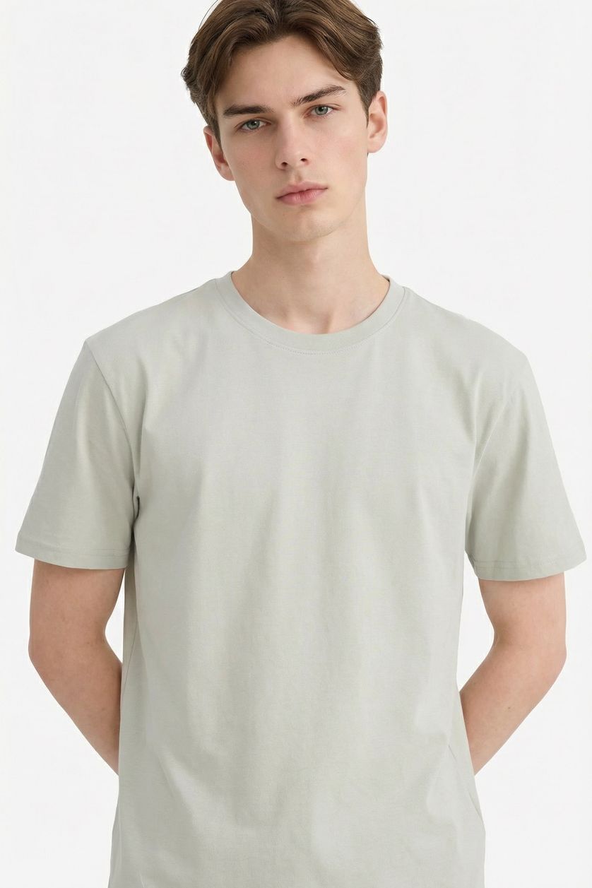 رجال نعناع تيشيرت بيزك سادة قطن