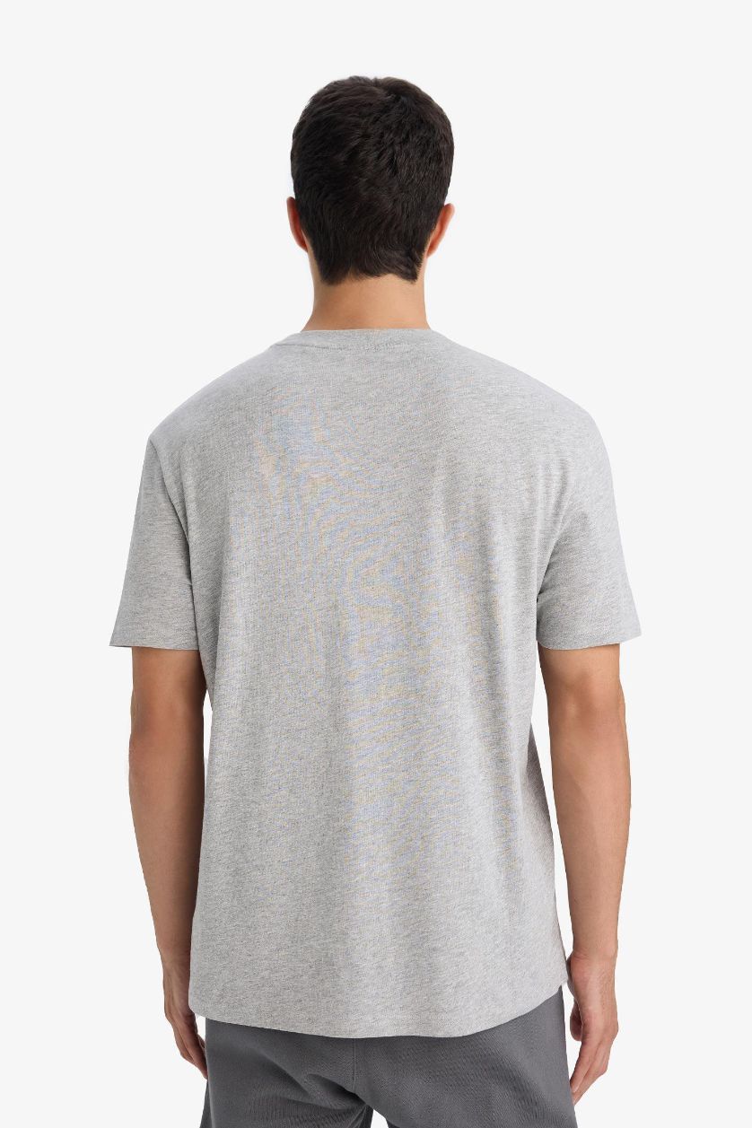 Erkek Gri Melanj %100 Pamuk Basic Tişört