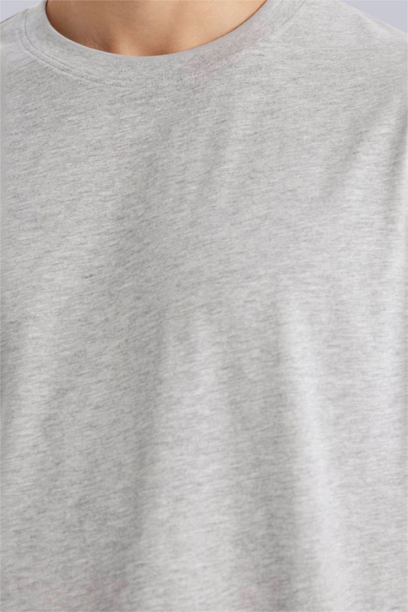 Erkek Gri Melanj %100 Pamuk Basic Tişört