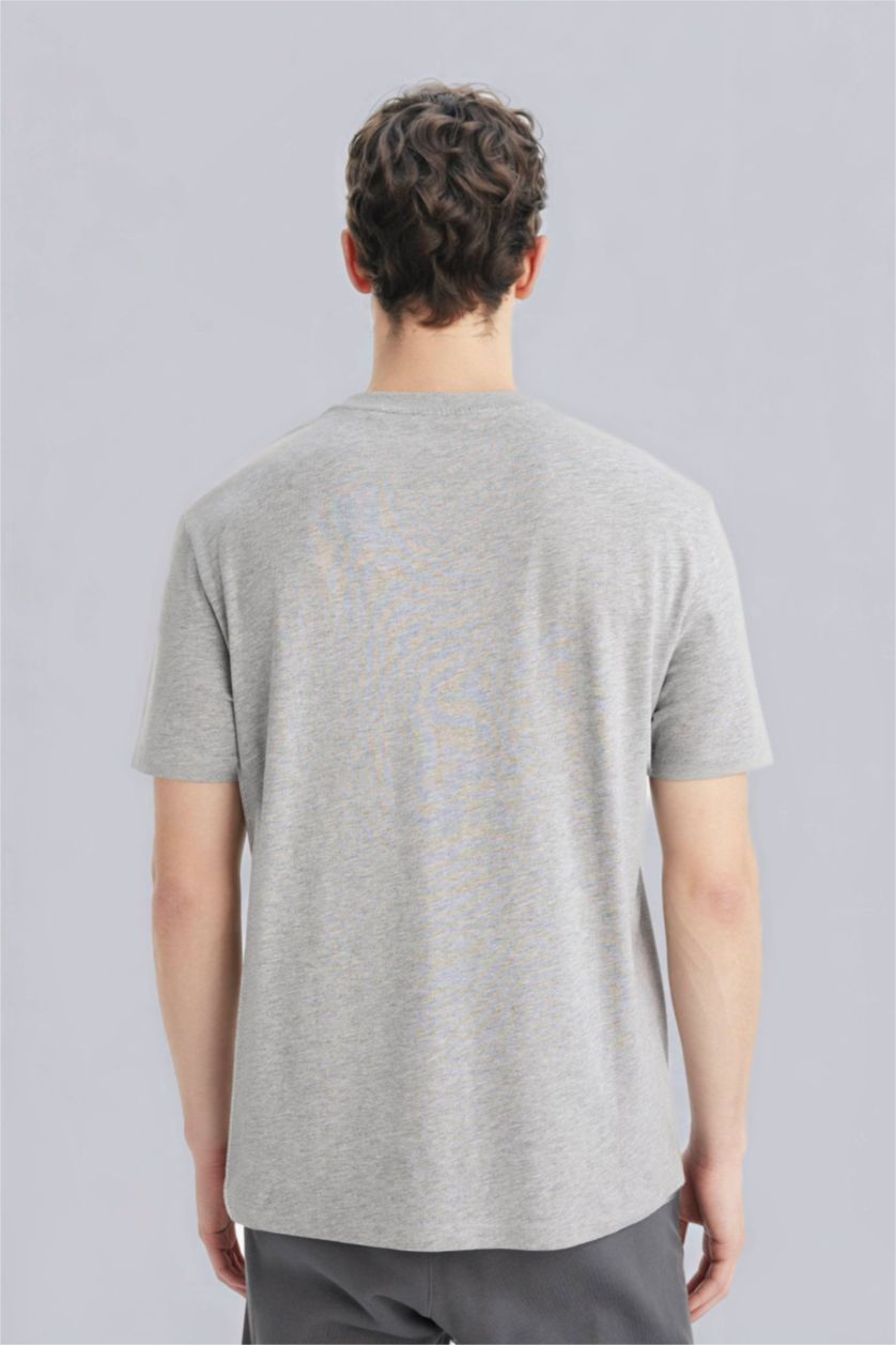 Erkek Gri Melanj %100 Pamuk Basic Tişört