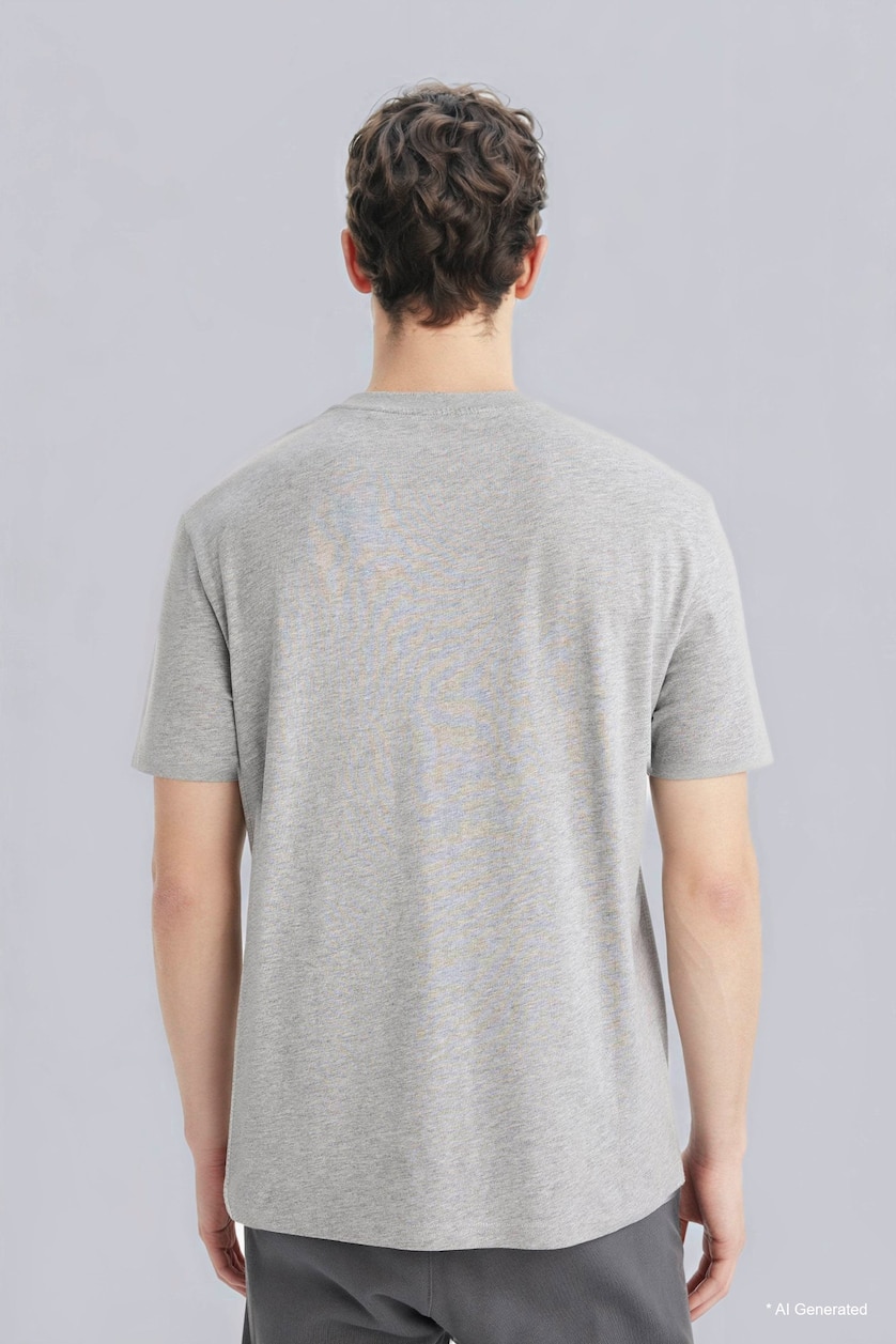 MAN Grey Melange 100% Cotton Regular Fit Crew Neck Basic T-Shirt