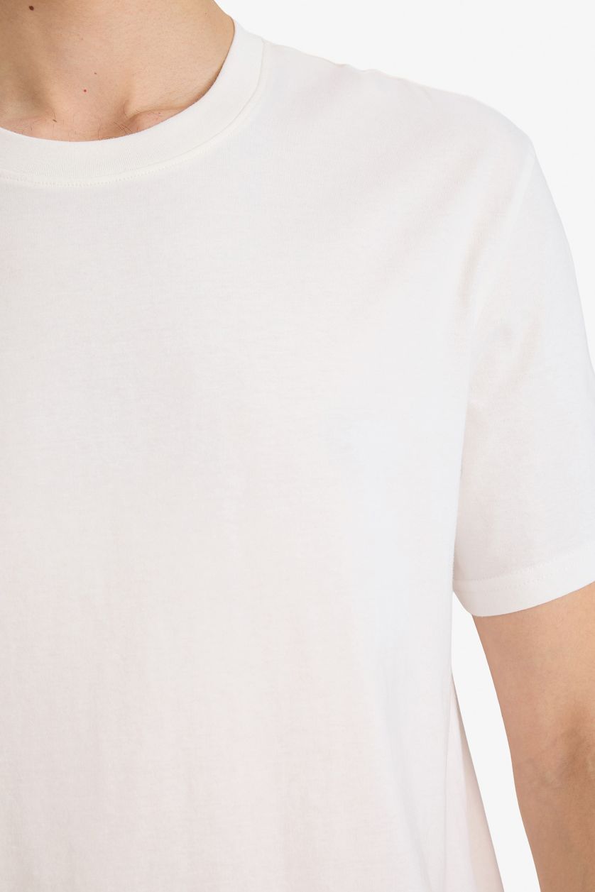 Erkek Kırık Beyaz %100 Pamuk Basic Tişört