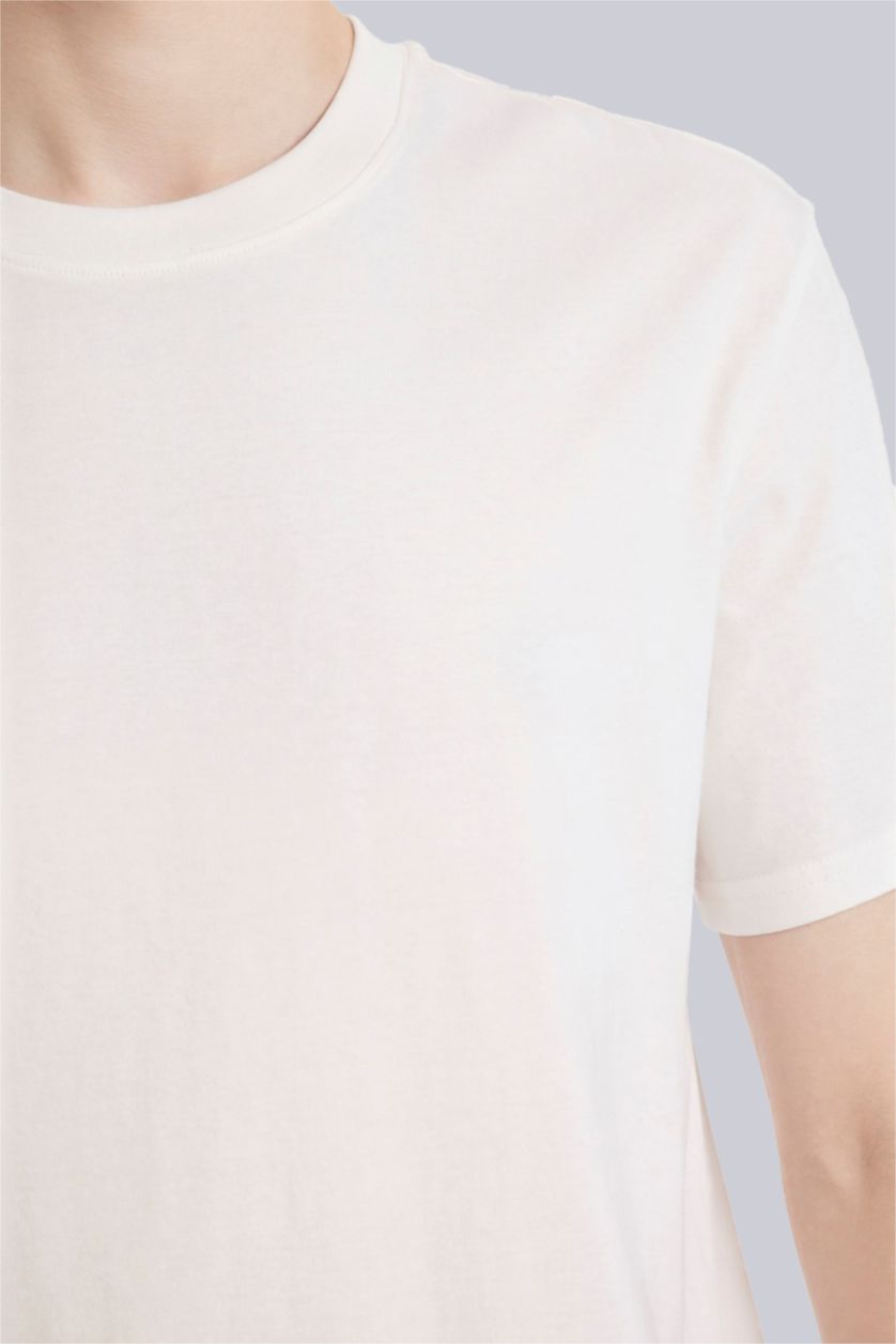 Erkek Kırık Beyaz %100 Pamuk Basic Tişört