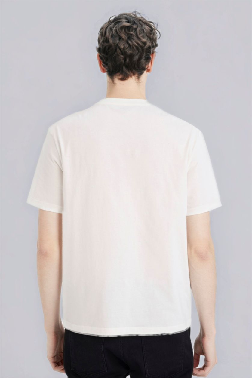 Erkek Kırık Beyaz %100 Pamuk Basic Tişört