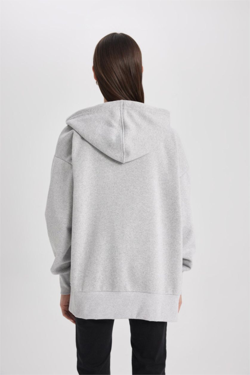 حريمي ميلانج رمادي كارديجان تقيل اوفر سايز بكابيشون