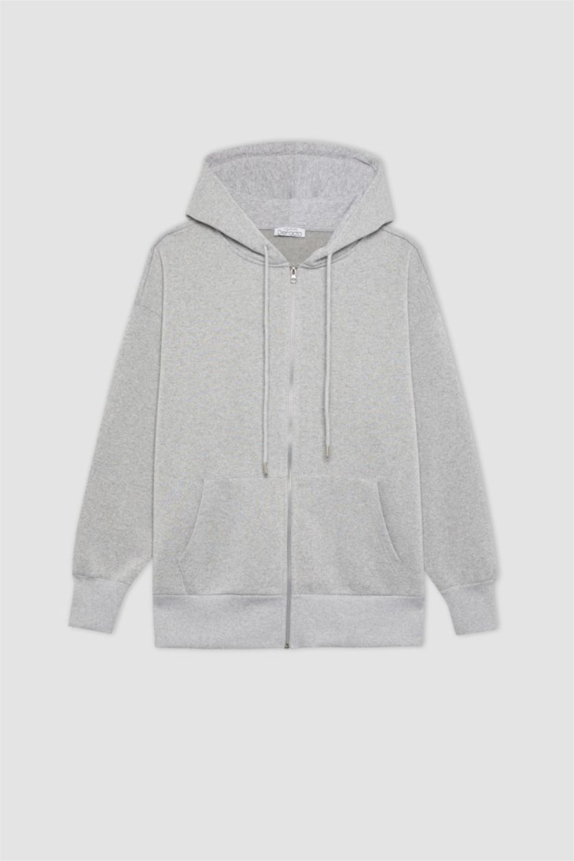 حريمي ميلانج رمادي كارديجان تقيل اوفر سايز بكابيشون