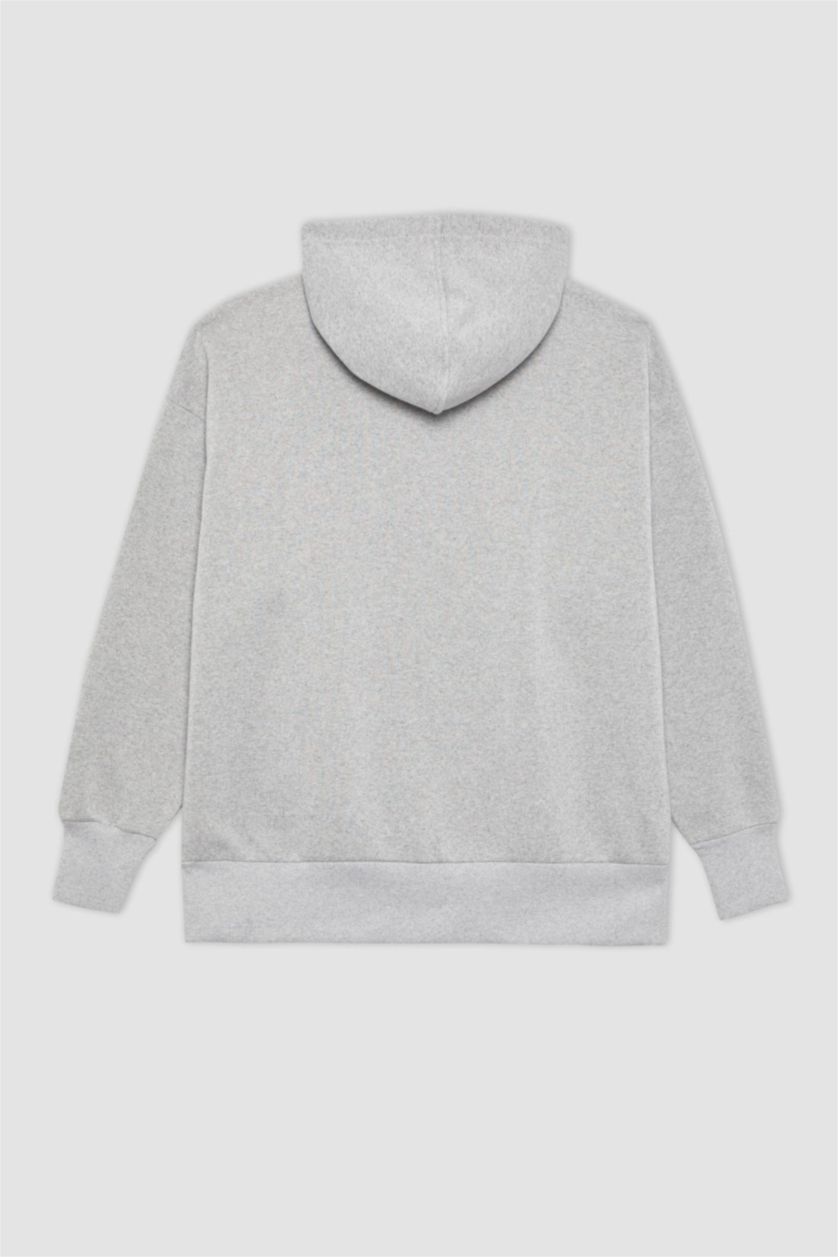 حريمي ميلانج رمادي كارديجان تقيل اوفر سايز بكابيشون