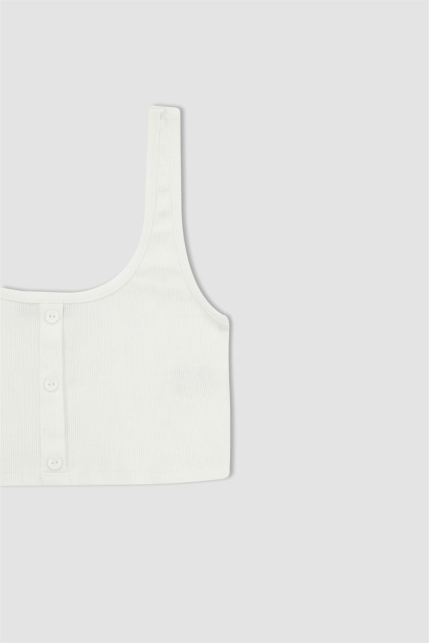 FEMME Blanc Athlète ajusté à col ras du cou cool