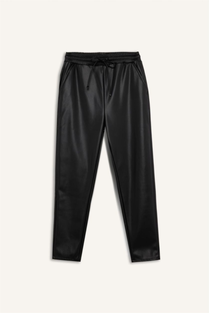 WOMAN Black High Waist jogger Trousers