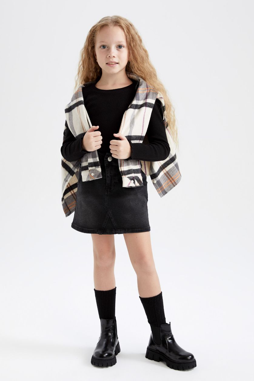 بناتي أسود بوت بناتي جلد صناعي بكعب مسطح برباط وسحاب