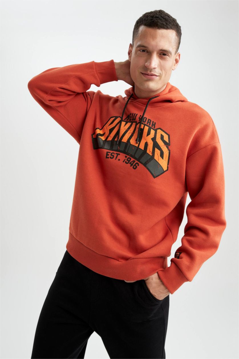 Erkek Turuncu Oversıze Kalın Sweatshirt Kumaşı Sweatshirt