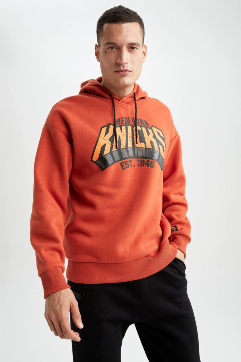 Erkek Turuncu Oversıze Kalın Sweatshirt Kumaşı Sweatshirt