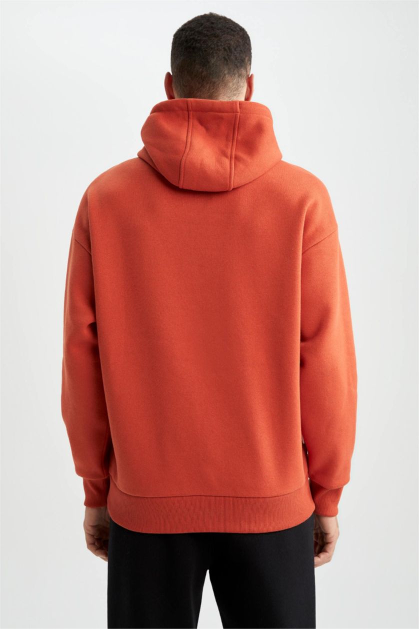 Erkek Turuncu Oversıze Kalın Sweatshirt Kumaşı Sweatshirt