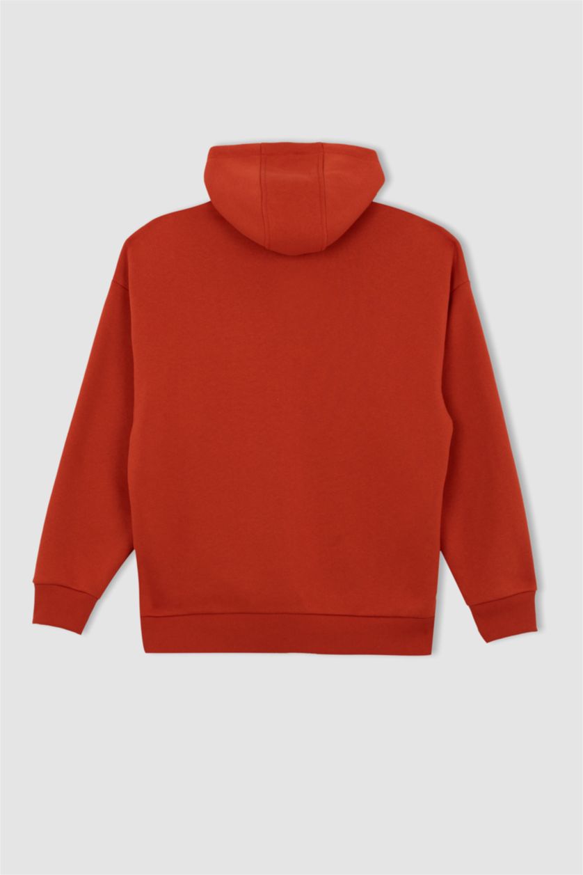 Erkek Turuncu Oversıze Kalın Sweatshirt Kumaşı Sweatshirt