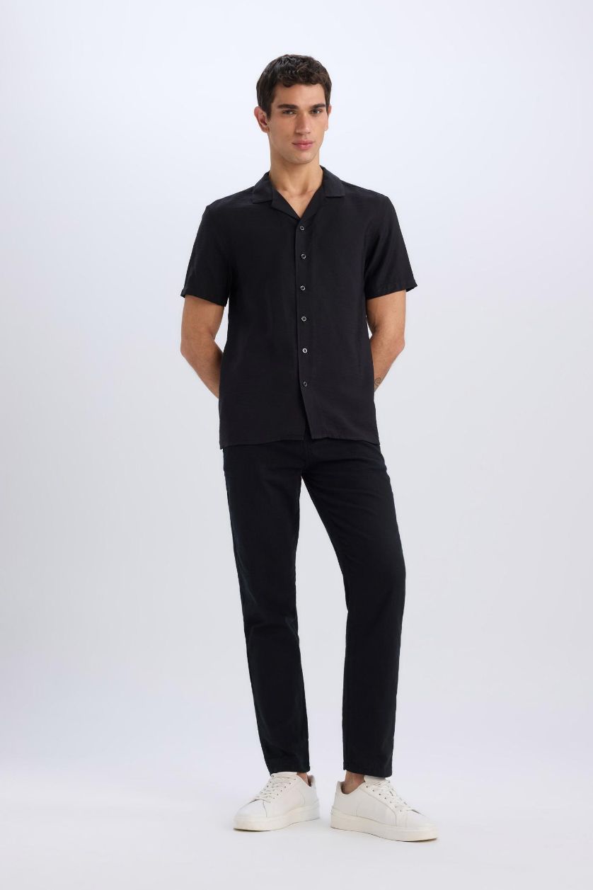 Man Black Modern Fit Summer Polo Neck Basic Aerobin Shirt