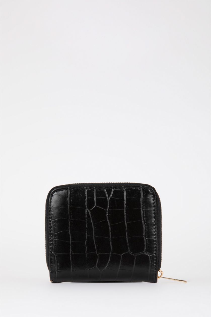 Kadın Siyah Kadın Desenli Suni Deri Cüzdan