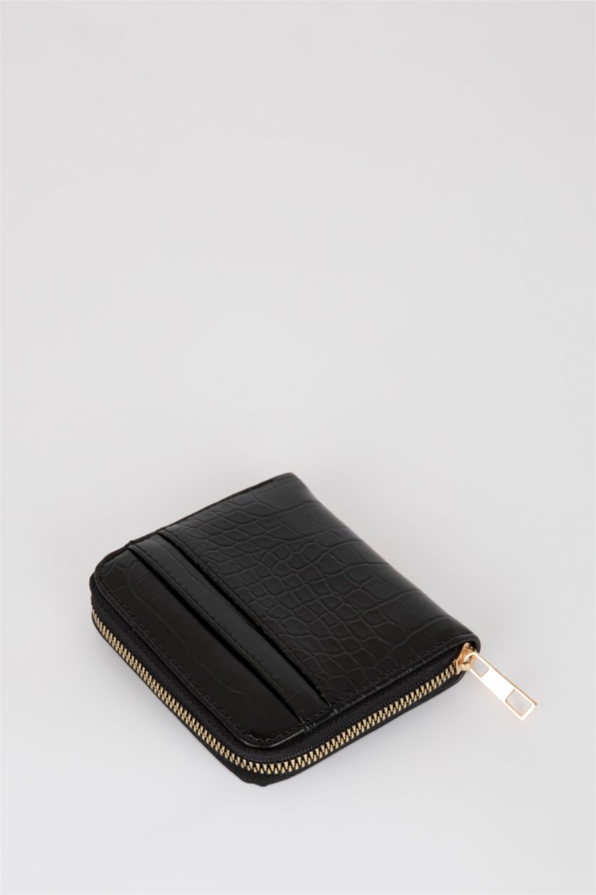Kadın Siyah Kadın Desenli Suni Deri Cüzdan