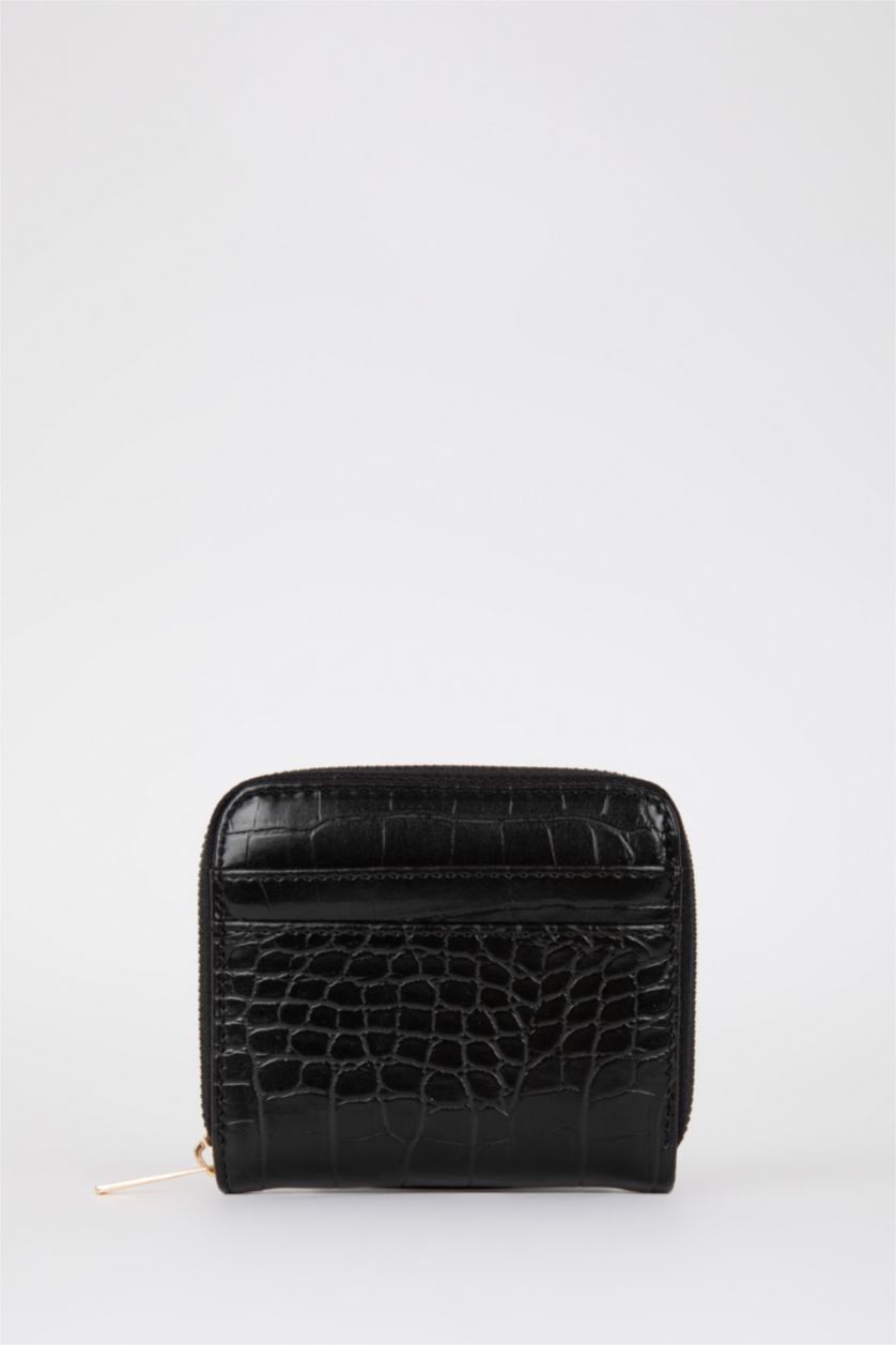 Kadın Siyah Kadın Desenli Suni Deri Cüzdan